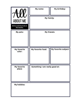 All About Me Worksheet by Laura Popp | TPT