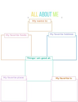 All About Me Worksheet by Andrea Sparks | TPT