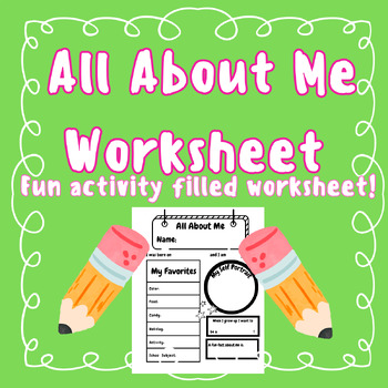 Preview of All About Me Worksheet