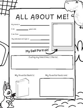 All About Me Worksheet by Danielle Clarke | TPT