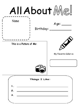 All About Me Worksheet by Elementary Must-Haves | TPT