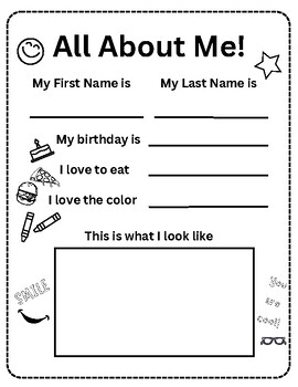 All About Me! Worksheet by Candid Curriculum | TPT