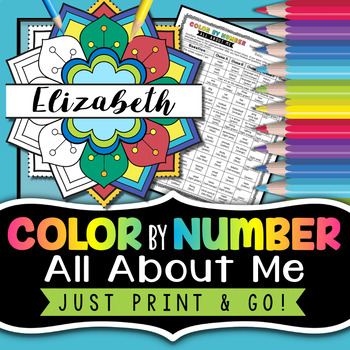 Preview of All About Me Worksheet - Color By Number | Fun Back to School Activity