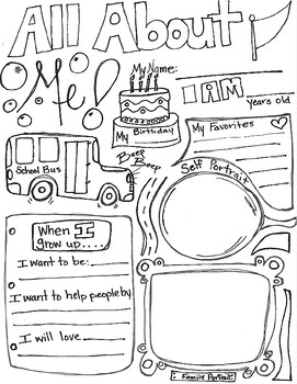 Preview of All About Me Worksheet First Day Activity