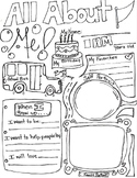All About Me Worksheet First Day Activity