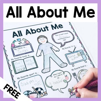 Preview of Free All About Me Worksheet First Day of School Activity