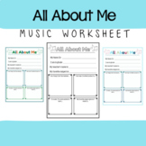 All About Me Worksheet For Music Class