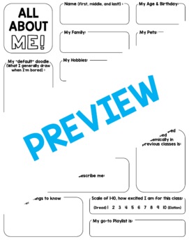 *FREE* All About Me Worksheet - Secondary Get to Know You Activity