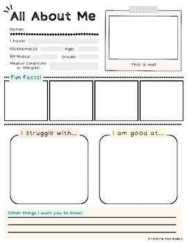 All About Me Worksheet Special Education- English and Spanish Versions ...