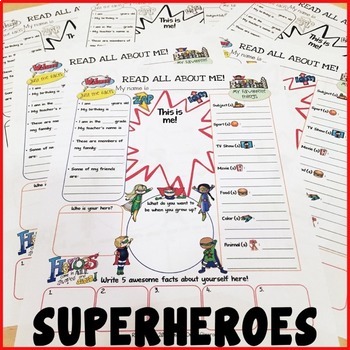 Preview of All About Me Worksheet Superhero Papers/Posters/Page {Getting to Know You}