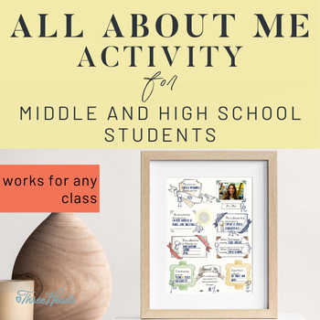 Preview of All About Me Worksheet Template Back to School - Middle and High School Students