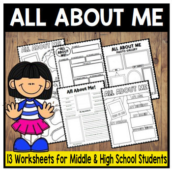 Preview of All About Me Worksheet Template for Middle and High School Students