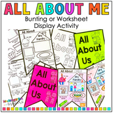 All About Me Back to School Activity - Worksheet & Bunting
