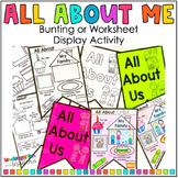 All About Me Activity - Worksheet and Bunting