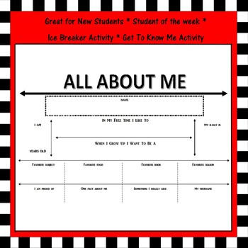 Preview of All About Me Worksheet to Introduce the Class