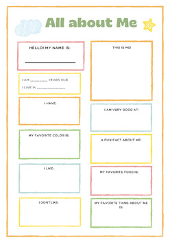 All About Me Worksheets by Carrots Are Orange Montessori | TPT