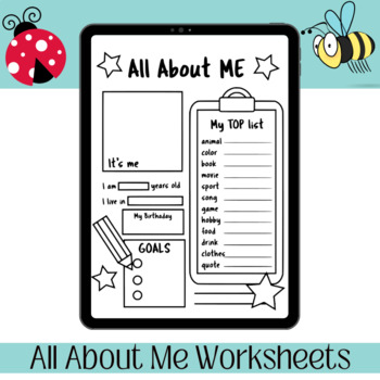 All About Me Worksheets| All About Me Activity| {All About Me Paper/Poster}