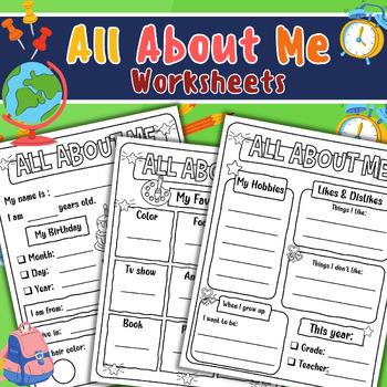 All About Me Worksheets | Back to School , First Day of School Activities.