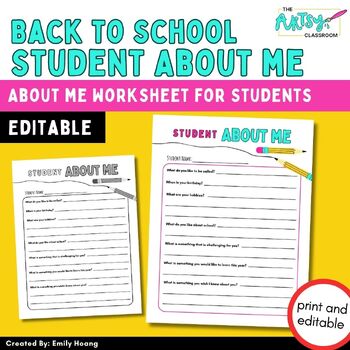 Preview of All About Me Worksheets Back to School Getting to Know You Activities Editable