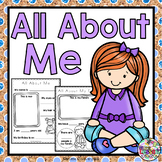 All About Me: Worksheets, Booklet