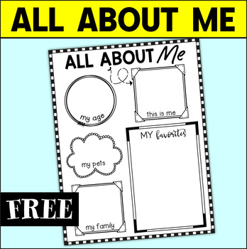 All About Me Worksheets - First Week of School - FREE download | TPT