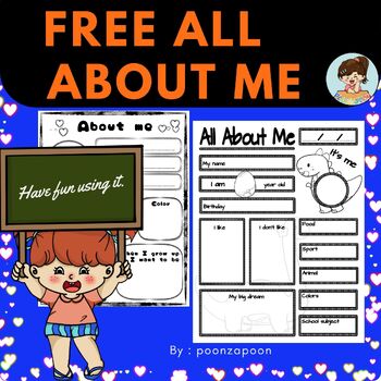 All About Me Worksheets Freebie by poonzapoon | TPT