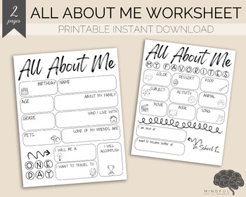 All About Me Worksheets: Getting To Know You! by Mindful Social Worker Co