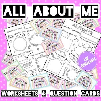 All About Me! Worksheets & Question Cards (UK English) | TPT