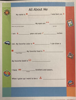 Preview of All About Me Writing Activity