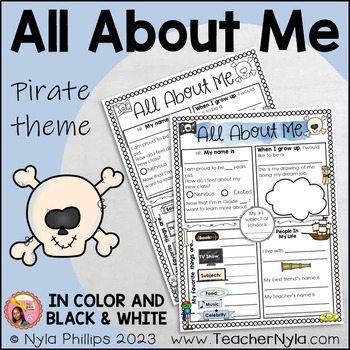 Preview of All About Me Writing Activity - Pirate Theme