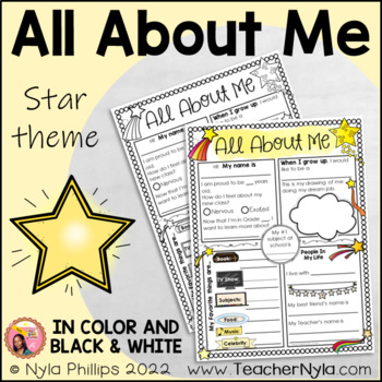 Preview of All About Me Writing Activity - Star Theme