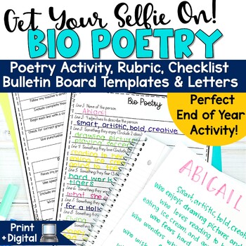 Preview of Bio Poem Template End of Year Writing Prompt Bulletin Board 3rd 4th 5th Grade