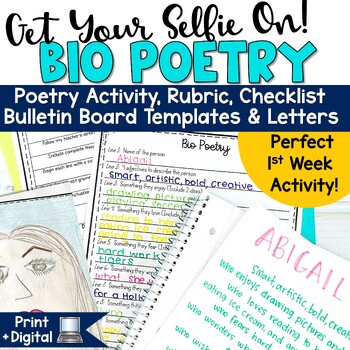 Preview of Bio Poem Template June Bulletin Board End of Year Writing Prompt 3rd 4th Grade