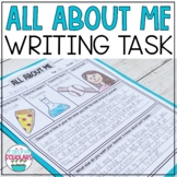 All About Me Writing Task Prompt Pre-Assessment Back to Sc