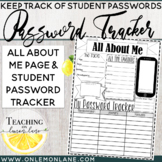 All About Me and Computer Password Tracker Sheet