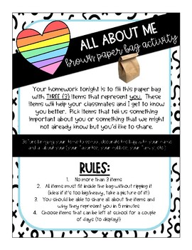 Preview of All About Me brown paper bag activity for Back to School / Getting to Know You!