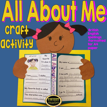 Preview of All About Me craft activity (British English)