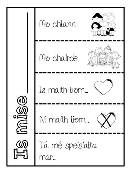 Preview of All About Me freebie flap book - GAEILGE/IRISH