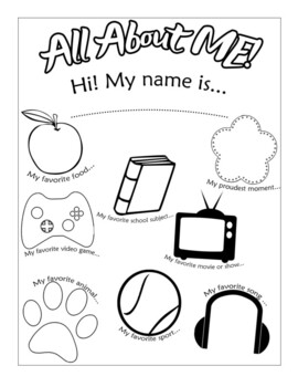Preview of All About Me - simple printable