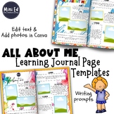 All About Me themed Learning Journal Page Templates for Ch