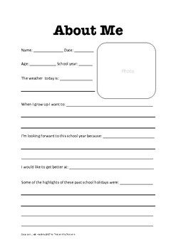 All About Me worksheet by Hoadley Homeschooling | TpT