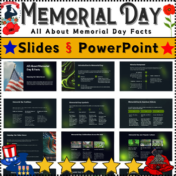 Preview of All About Memorial Day & Facts: 15 Slides PowerPoint ⭐ Honoring the Fallen ⭐