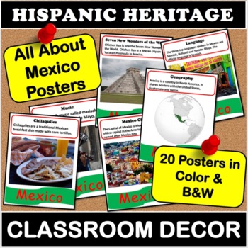 Preview of All About Mexico Posters | Hispanic Heritage Classroom Decor Spanish Language