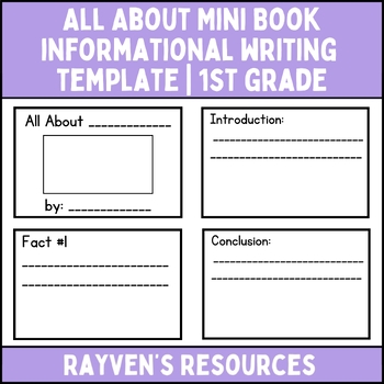 Preview of All About Mini Book, Informational Writing Template, Research, K/1st Grade