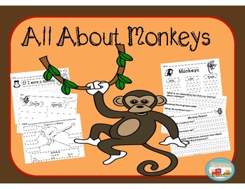 Preview of All About Monkeys, Writing Activities, Graphic Organizers, Diagram, K, 1st, 2nd