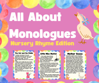 Preview of All About Monologues - Drama Club Activity W/ Scripts - Nursery Rhyme Edition