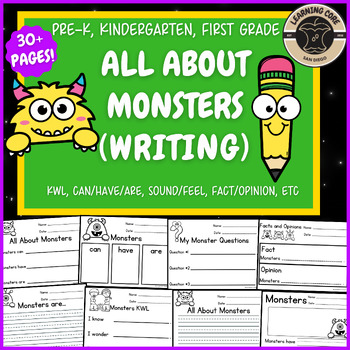 Preview of All About Monsters Writing Monster Activity PreK Kindergarten First Grade TK UTK