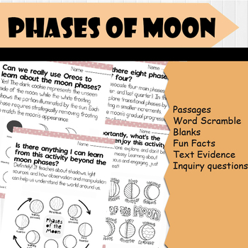 Preview of All About Moon Phases | Science Reading Comprehensions, Fun Facts, Qs & As