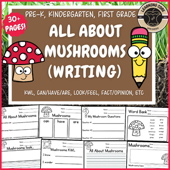 Preview of All About Mushrooms Writing Fall PreK Kindergarten First Grade TK UTK