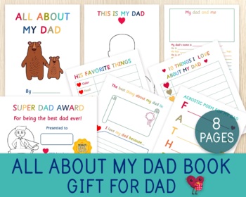 Preview of All About My Dad Book, Father's Day/Birthday Gift, Printable Present, No Prep